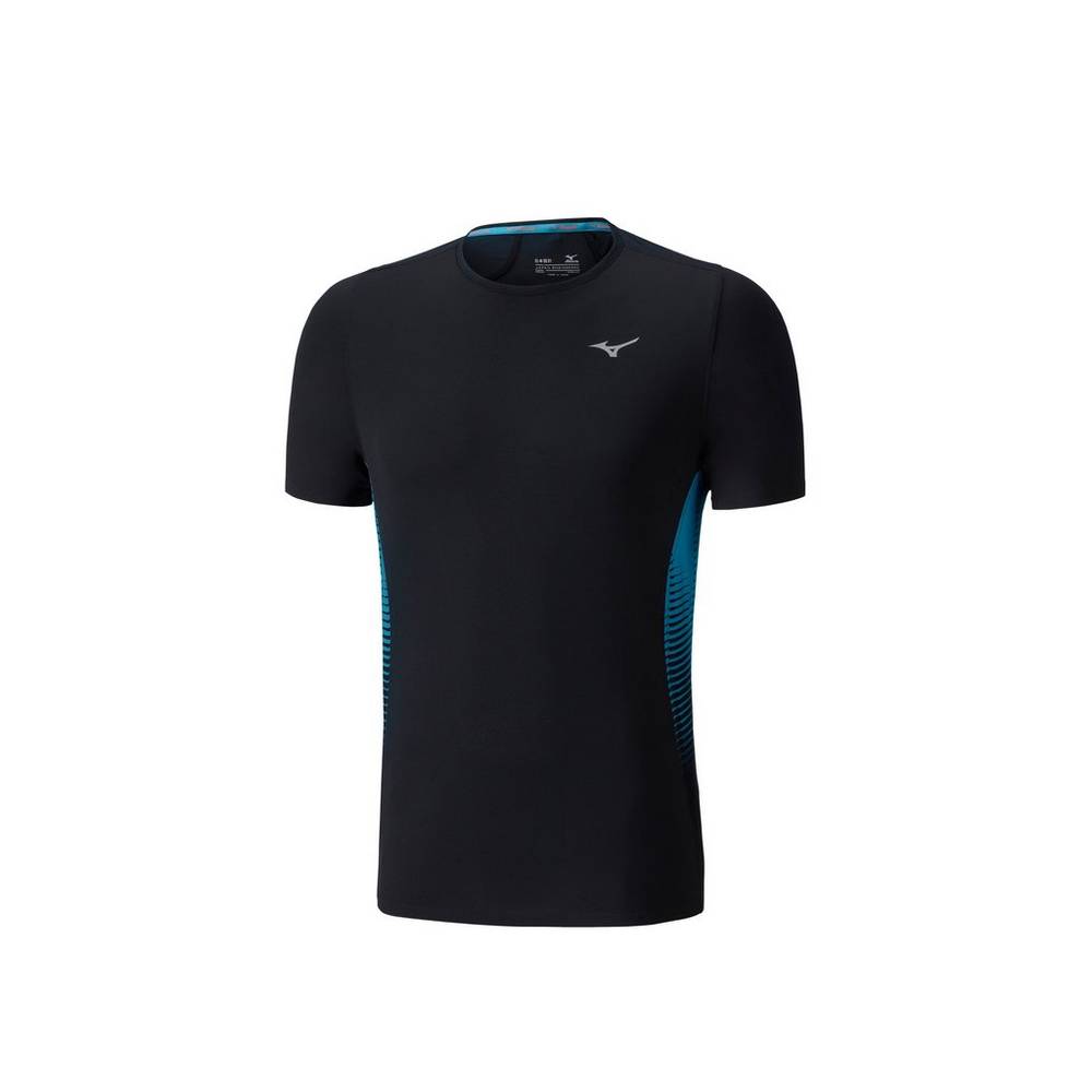 Mens Mizuno AERO 4.0 Running T-Shirts Black Philippines (SABYFR749)